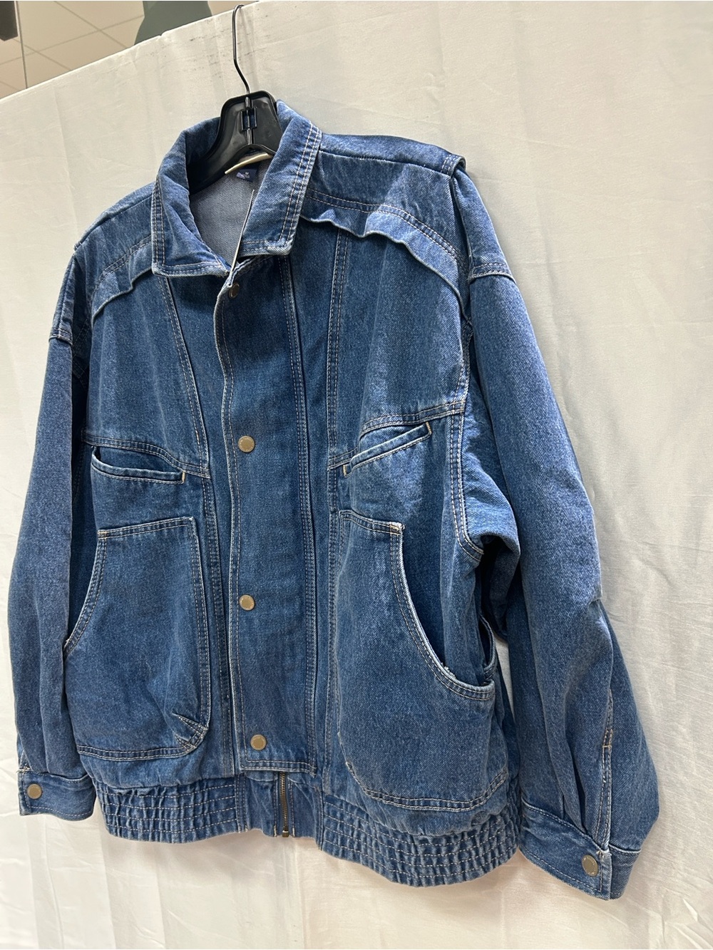 Universal Thread Denim Bomber Jacket in Blue - Picture 3 of 8